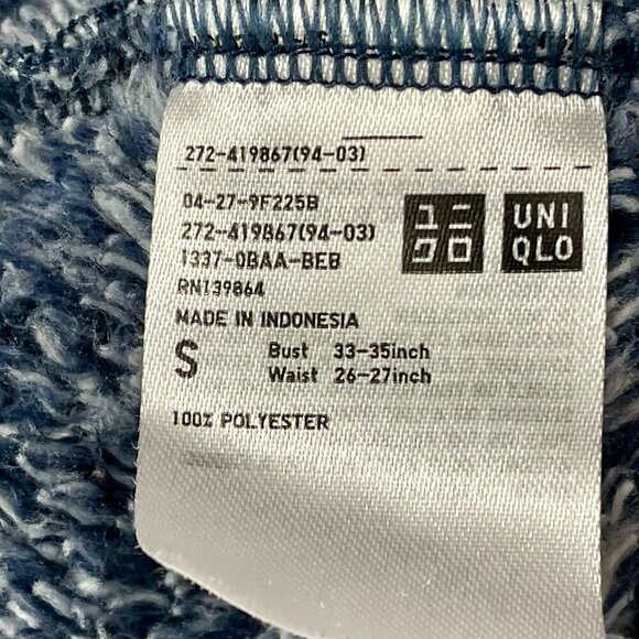 UNIQLO Deep Pile Fleece Crew Neck Sweatshirt Top Navy and White Mottled Womens S - Picture 9 of 11